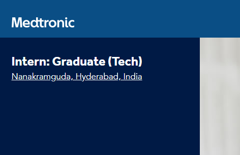 Medtronics Off-Campus Recruitment Drive 2020 hiring Graduate Technical Intern