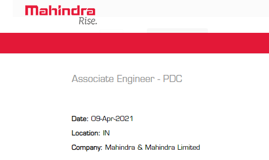 Mahindra & Mahindra Limited Off Campus