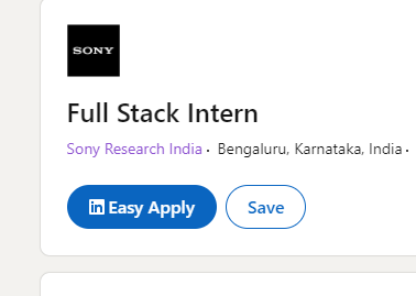 Sony hiring fresher for Full Stack Intern