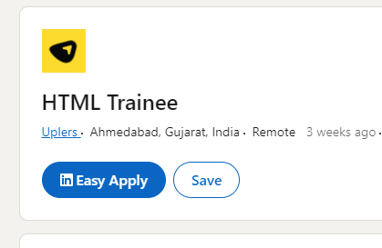 Uplers Full Time Entry Level HTML Trainee