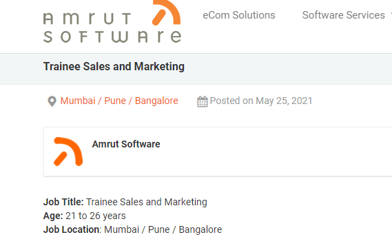 Amrut Software Recruitment