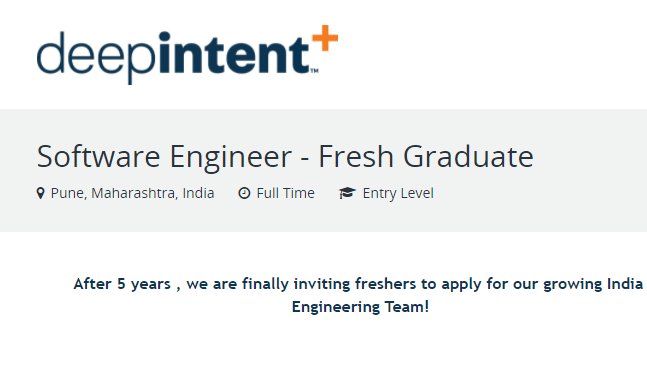 DeepIntent Fresh Graduate Recruitment