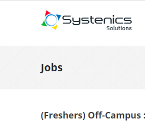 Systenics Off Campus Freshers Job