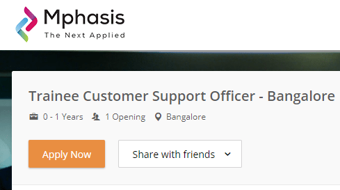 mphasis freshers job