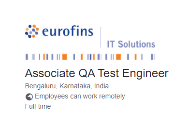 Eurofins Recruitment Drive for Associate QA Test Engineer