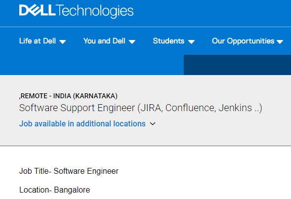 Dell Off Campus Freshers Recruitment Drive for Software Support Engineer