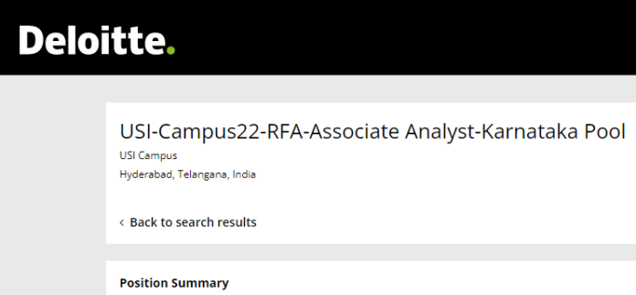 Deloitte USI Campus22 RFA Associate Analyst Recruitment Eligibility Criteria Bachelors In