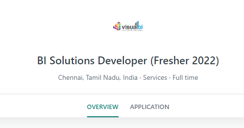 Visualbi Off Campus Freshers Recruitment Drive for 2022 Batch