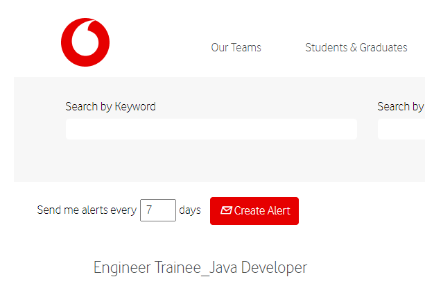 Vodafone Entry Level Engineer Trainee Java Developer