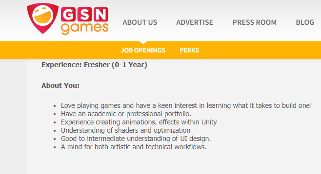 GSN Games Freshers Job Vacancy for Technical Art-Intern