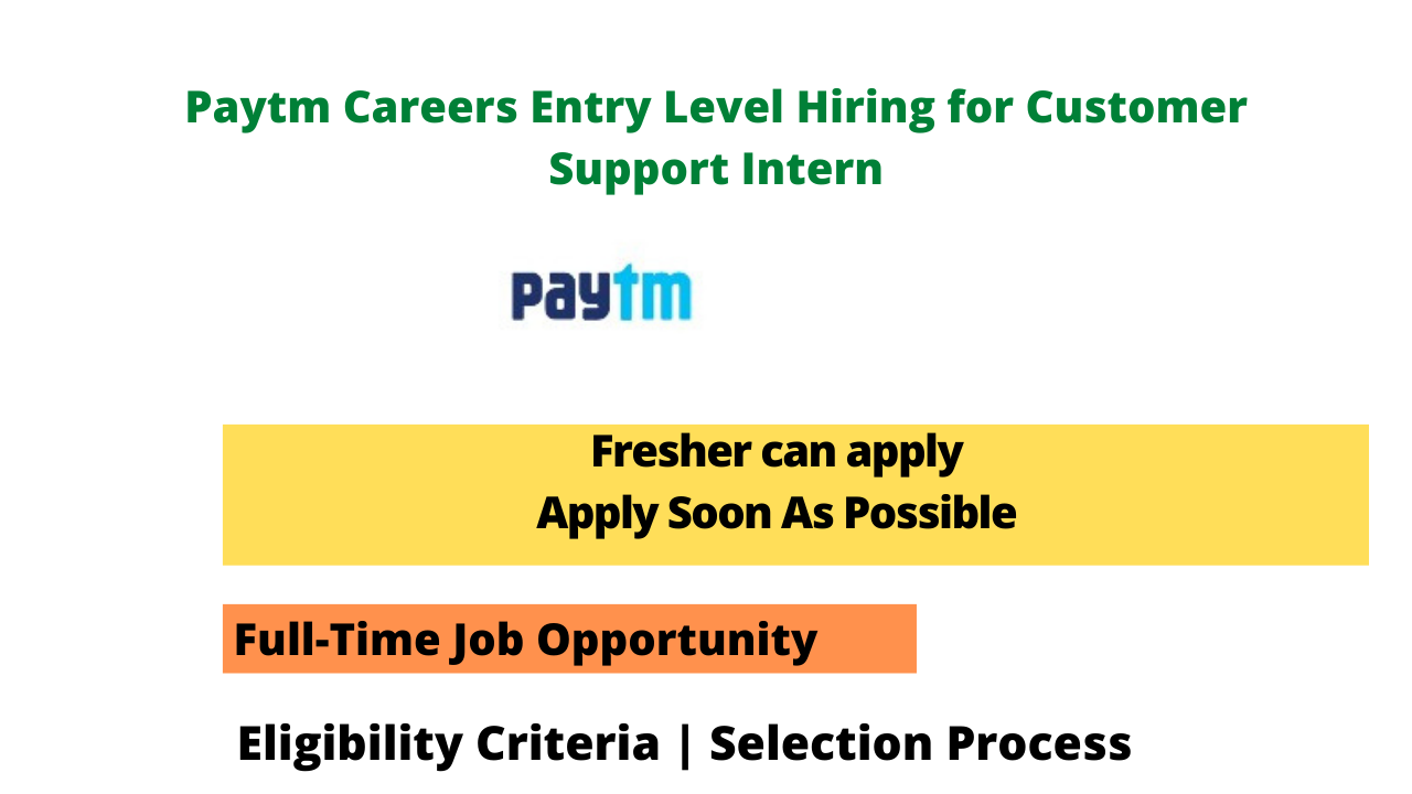 Paytm Invites applications for Customer Support Intern