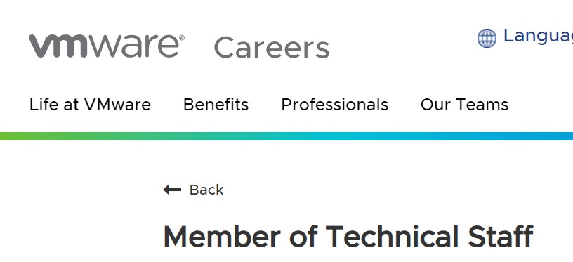 VMware Careers Entry Level hiring for Member of Technical Staff