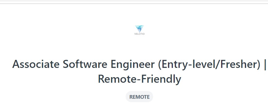 Velotio Careers Fresher Hiring for Associate Software Engineer