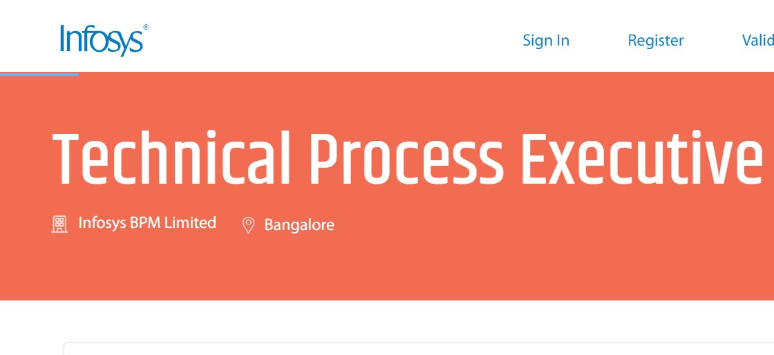 Infosys Careers Fresher Hiring for Technical Process Executive